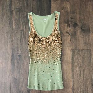 Express xs green sequin tank